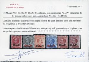 1923 - Soprastampati BLP, III ... 