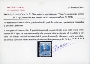 1918 - 25 f. azzurro Carlo I, ... 