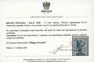 1922 - Vittoria, soprastampati ... 