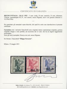 1922 - Vittoria, soprastampati ... 