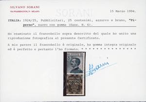 1924 - 25 cent. Piperno (6), gomma ... 