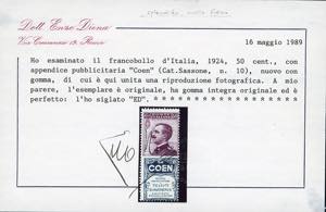 1924 - 50 cent. Coen (10), gomma ... 