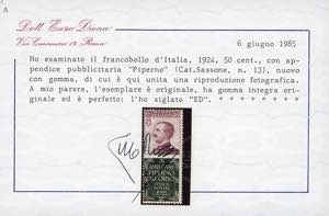 1924 - 50 cent. Piperno (13), ... 