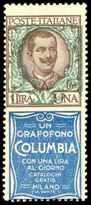 1924 - 1 lira Columbia (19), gomma ... 