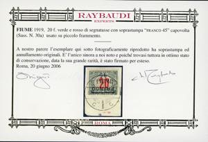 1919 - 45 f. su 20 f., soprastampa ... 