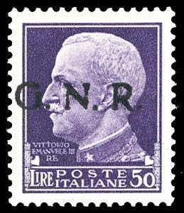 1943 - 50 lire violetto, soprastampa G.N.R. ... 