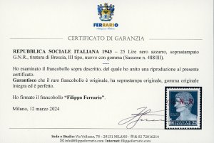 1943 - 25 lire nero azzurro, ... 