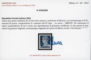 1943 - 25 lire nero azzurro, ... 
