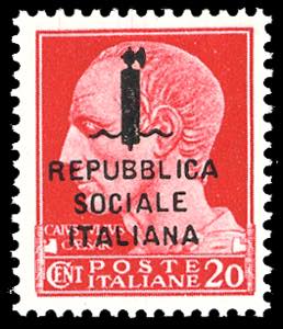 1944 - 20 cent. carminio soprastampato ... 