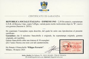 1943 - 2,50 lire arancio, ... 