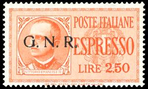 1943 - 2,50 lire arancio, soprastampa G.N.R. ... 