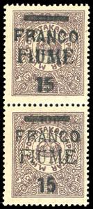 1919 - 15 f. su 10 f., coppia verticale, il ... 