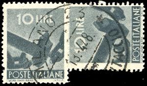 1946 - 10 lire Democratica, falso per posta ... 