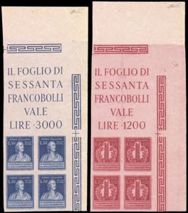 1949 - 20 lire e 50 lire Volta, prove di ... 