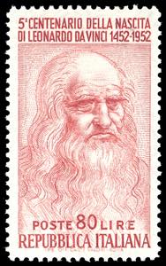 1952 - 80 lire Leonardo, dent. 13 1/4 x 13 ... 