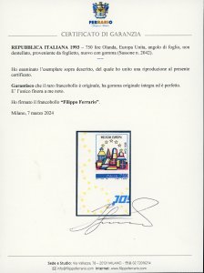 1993 - 750 lire Olanda, Europa ... 