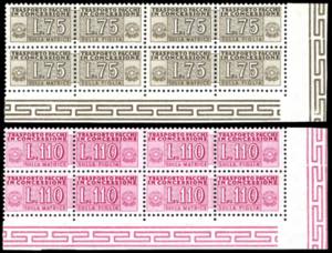 1955 - 75 lire bruno e 110 lire lilla rosa, ... 