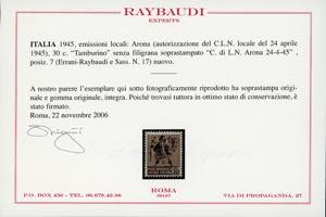 ARONA 1945 - 30 cent. Monumenti ... 