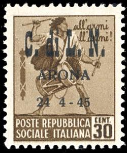 ARONA 1945 - 30 cent. Monumenti Distrutti, ... 