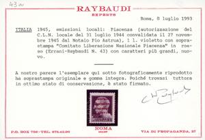 PIACENZA 1945 - 1 lira Imperiale, ... 