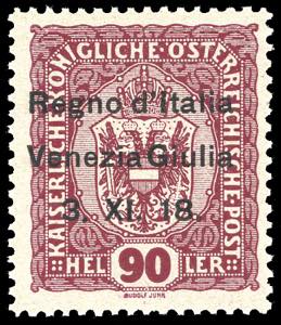 VENEZIA GIULIA 1918 - 90 h. lilla rosso, ... 
