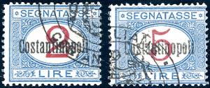 COSTANTINOPOLI SEGNATASSE 1922 - 2 lire e 5 ... 