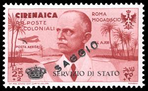 SERVIZIO AEREO 1934 - 25 + 2 lire carminio ... 