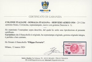 SERVIZIO AEREO 1934 - 25 + 2 lire ... 