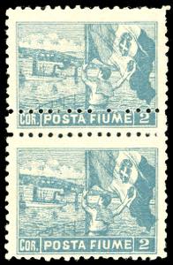 1919 - 2 cor. Posta Fiume, non emesso, dent. ... 
