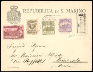 1914 - 1 e 2 lire Vedute, 1 cent. Stemma ... 