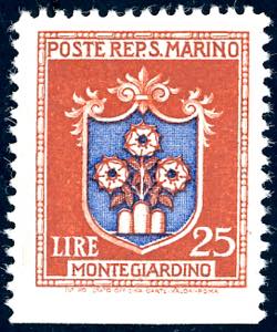 1945 - 25 lire Stemmi, non dentellato in ... 