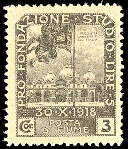 1919 - 3 cor. Plebiscito, dent. 11 1/2, ... 