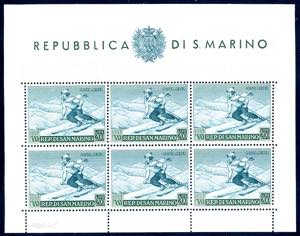 1953 - 200 lire Sciatrice, foglietto (15), ... 