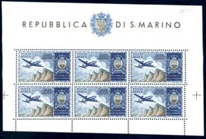 1954 - Aereo, veduta e stemma, foglietto ... 