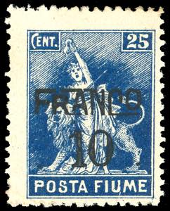 1919/20 - 10 cent. su 25 cent. Posta Fiume, ... 