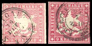 GERMANIA ANTICHI STATI 1859 - 9 k. rosa, ... 