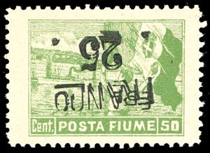 1919/20 - 25 cent. su 50 cent. Posta Fiume, ... 