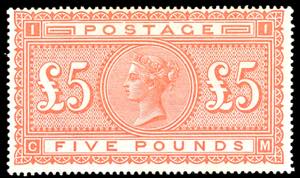 GRAN BRETAGNA 1882 - 5 £ Regina Vittoria ... 