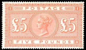 GRAN BRETAGNA 1882 - 5 £ Regina Vittoria ... 