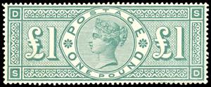 GRAN BRETAGNA 1891 - 1 £ verde Regina ... 