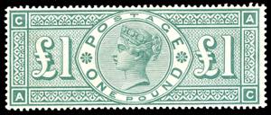 GRAN BRETAGNA 1891 - 1 £ verde Regina ... 