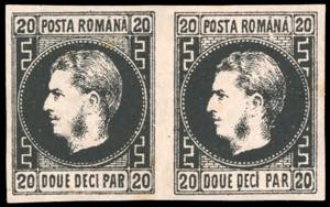 ROMANIA 1866 - 20 p. Principe Carlo, coppia ... 
