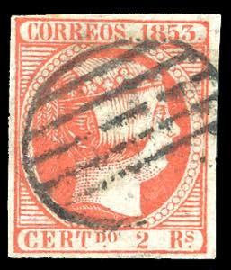 SPAGNA 1853 - 2 r. Isabella II (12), usato, ... 