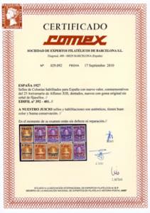 SPAGNA 1927 - Emissioni delle ... 