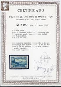 SPAGNA POSTA AEREA 1938 - + 5 p. ... 