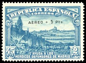 SPAGNA POSTA AEREA 1938 - + 5 p. su 45 cent. ... 