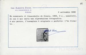 SVEZIA 1855 - 3 sk. verde (1), ... 