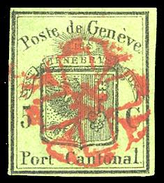 SVIZZERA CANTONALI 1846 - 5 cent. verde ... 