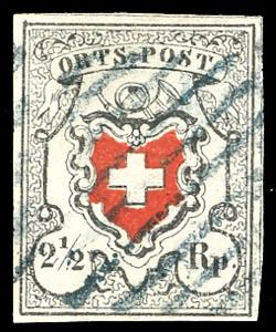SVIZZERA POSTE FEDERALI 1850 - 2 1/2 rp. ... 