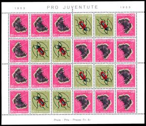 SVIZZERA MINIFOGLI 1953 - Pro Juventute, ... 